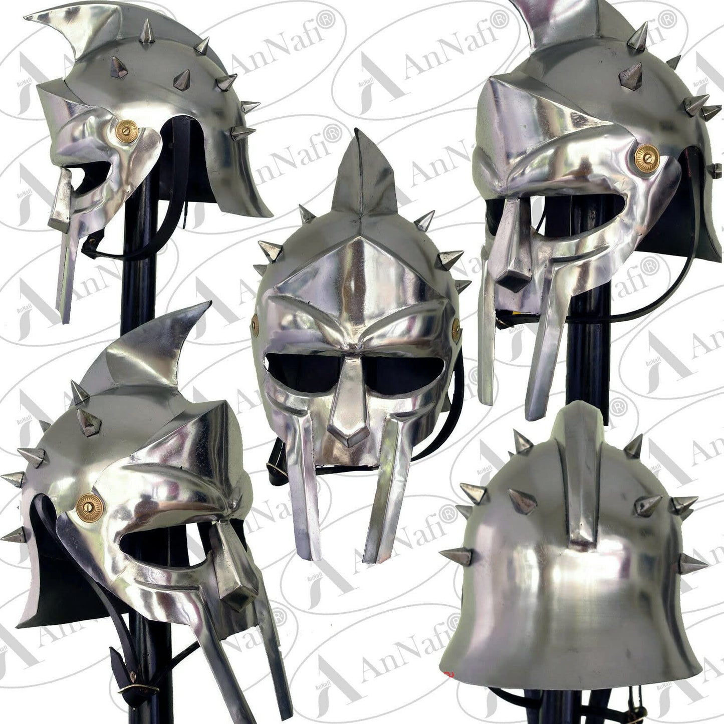 AnNafi® Gladiator Maximus Arena Helmet | Medieval Wearable Mens Helmet Full Size | Halloween Party Costumes | Larp Clothings Movie Dresses w Inner Liner