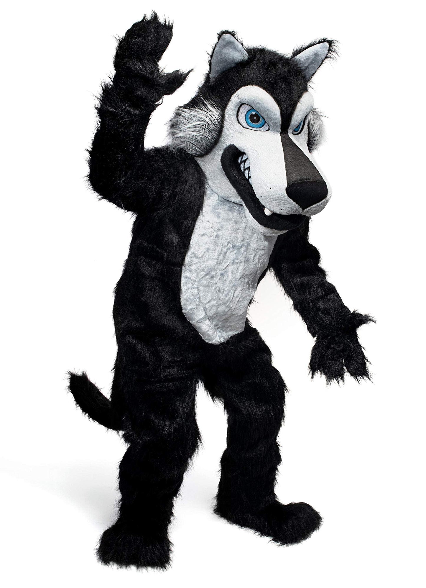TCDesignerProducts Black Wolf Mascot Costume, School Spirit, Up to 6 Feet 4 Inches, School Spirit Sports Fan Gear, Football Cheerleader Accessories, Homecoming - Law of Apparel