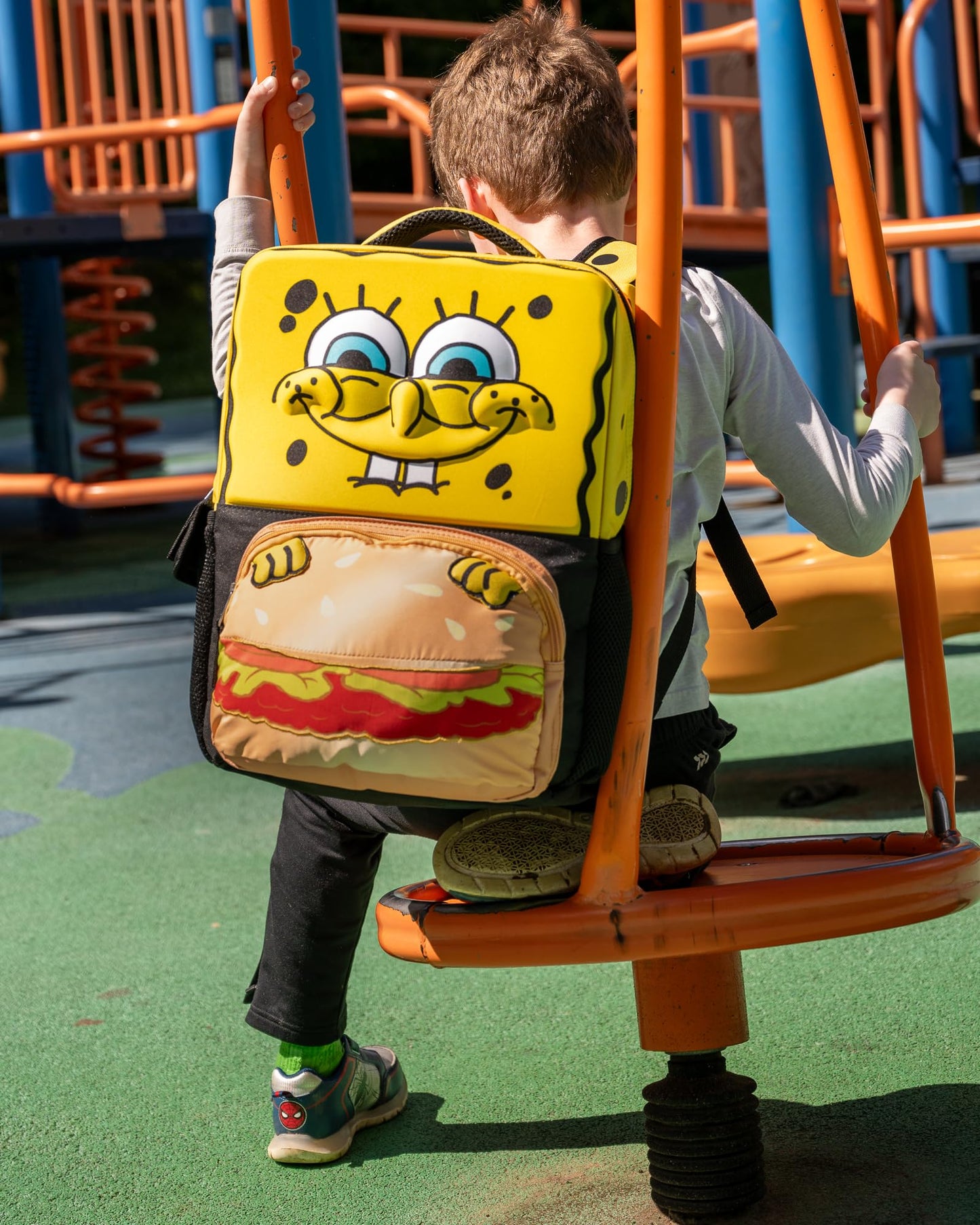 AI ACCESSORY INNOVATIONS Sponge Bob Square Pants Backpack, 3D Big Face SpongeBob Girls & Boys School Bag 16”