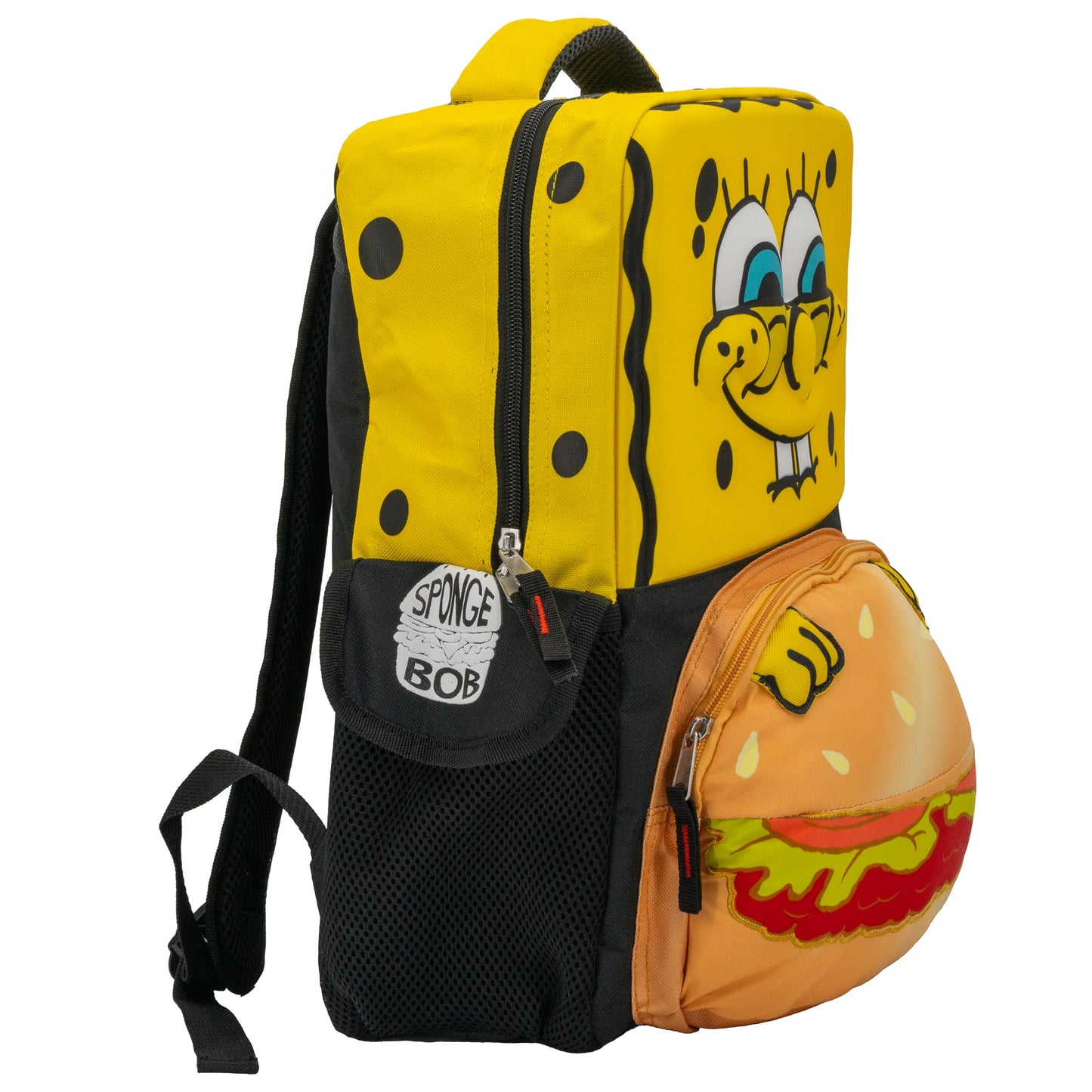 AI ACCESSORY INNOVATIONS Sponge Bob Square Pants Backpack, 3D Big Face SpongeBob Girls & Boys School Bag 16”