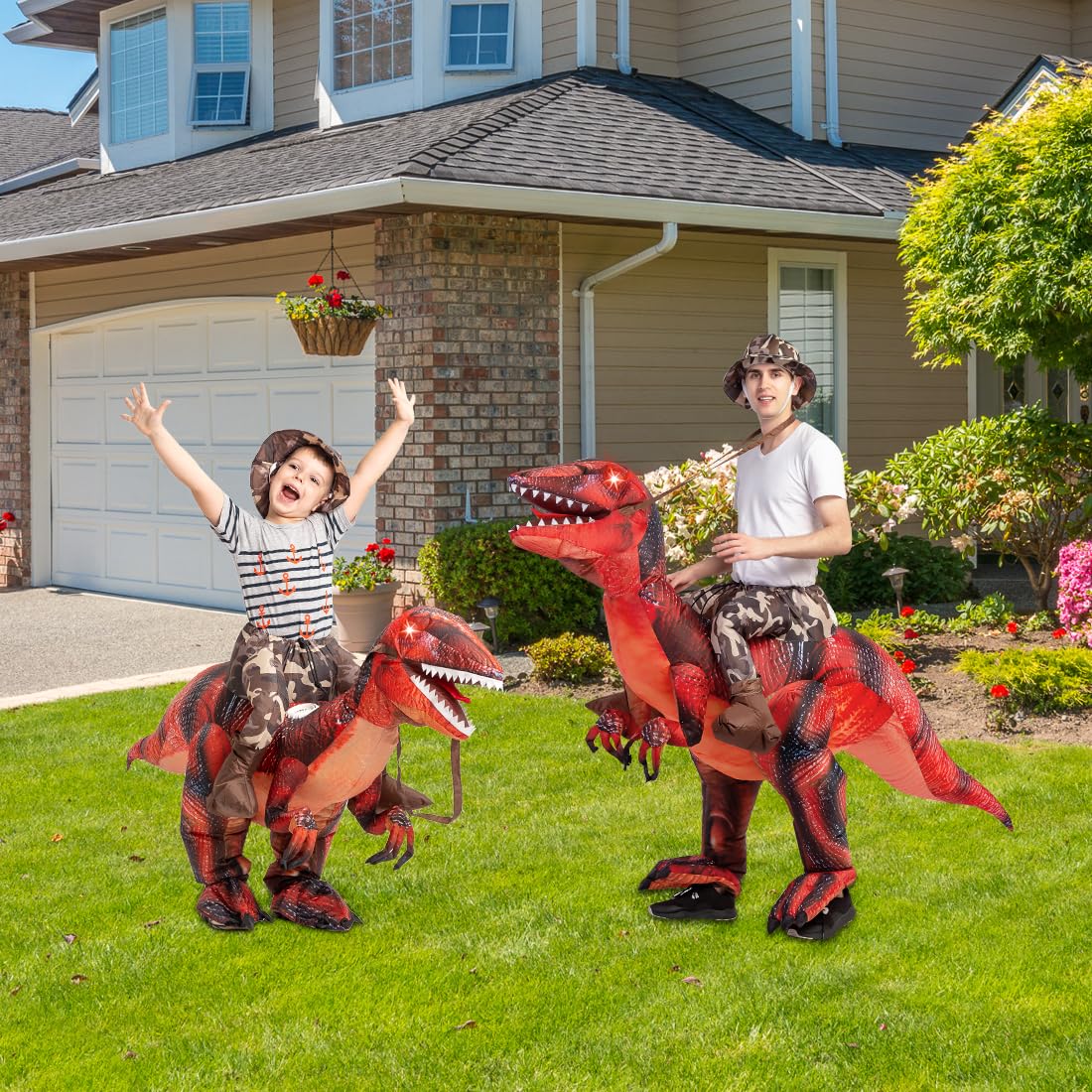 GOOSH Inflatable Dinosaur Costume for Kids Halloween Costumes Boys Girls Funny Blow up Costume for Halloween Party Cosplay (4-6Yrs)