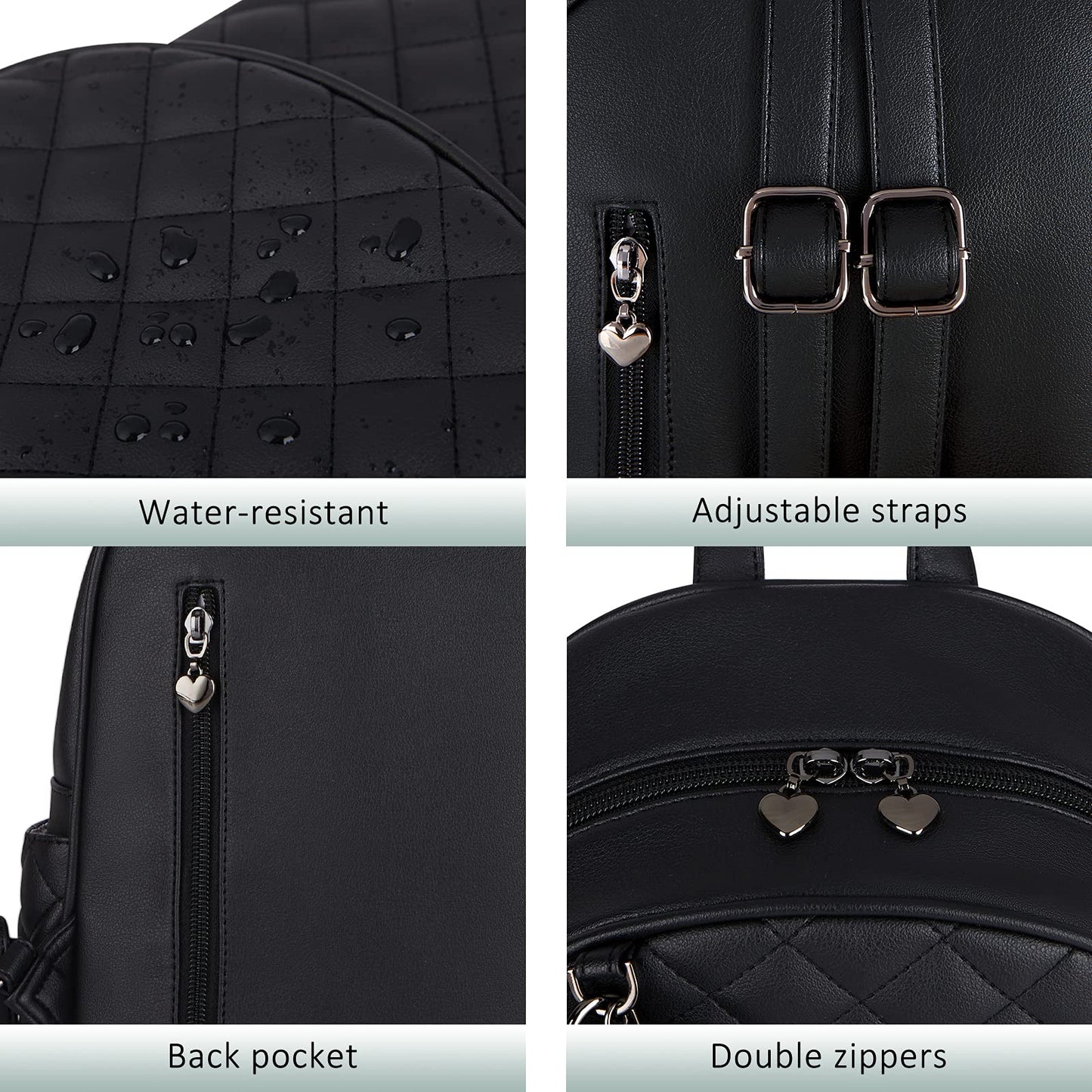 ECOSUSI Mini Backpack Women Leather Small Backpack Purse for Ladies Cute Pom Bookbag Travel Shoulder Bag with Charm Tassel