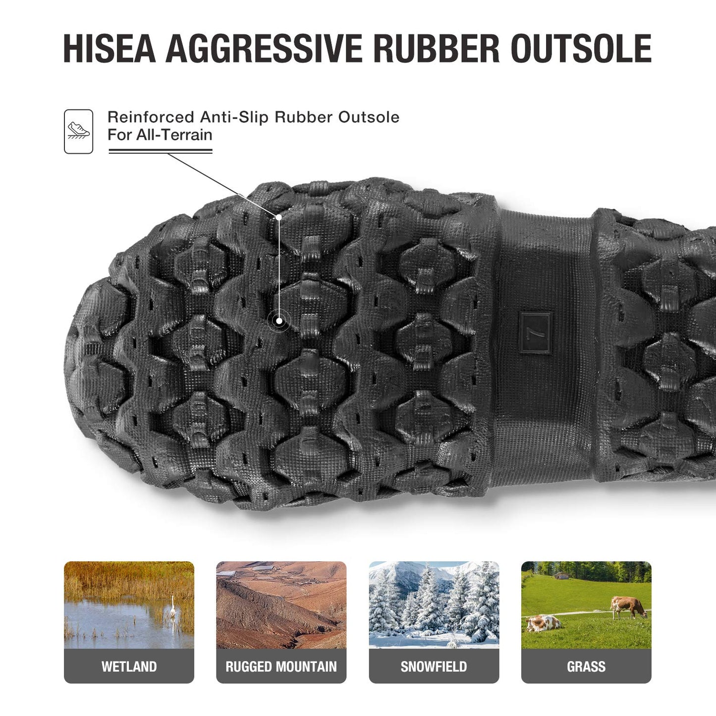 HISEA Men's Rain Boots Waterproof Insulated Rubber Boots Neoprene Mud Boots Outdoor Camo