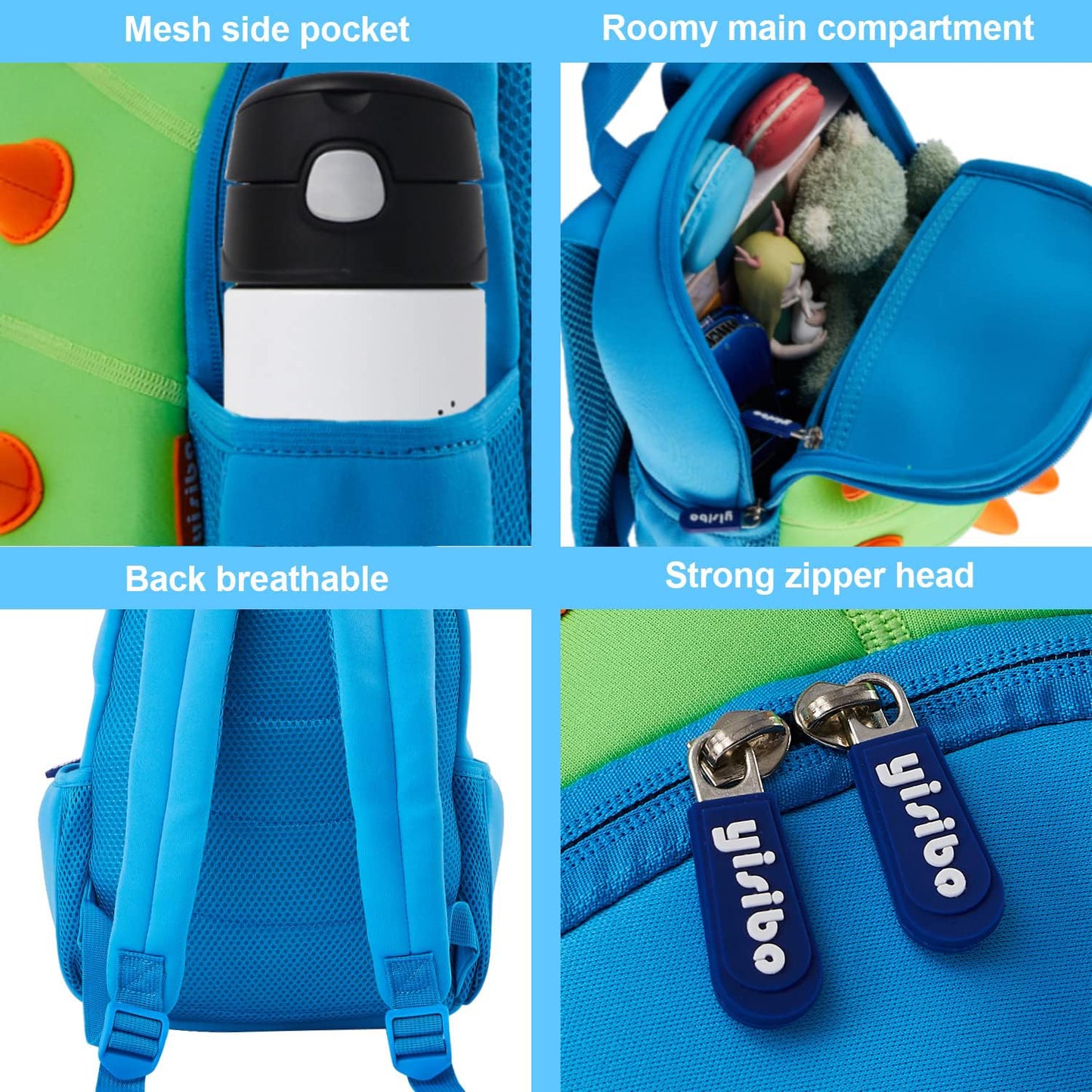 yisibo Kids Dinosaur Backpack Toddler Backpack Waterproof Preschool Travel Schoolbag Backpack for Kindergarten Bookbags Boys Girls 2-7 Years