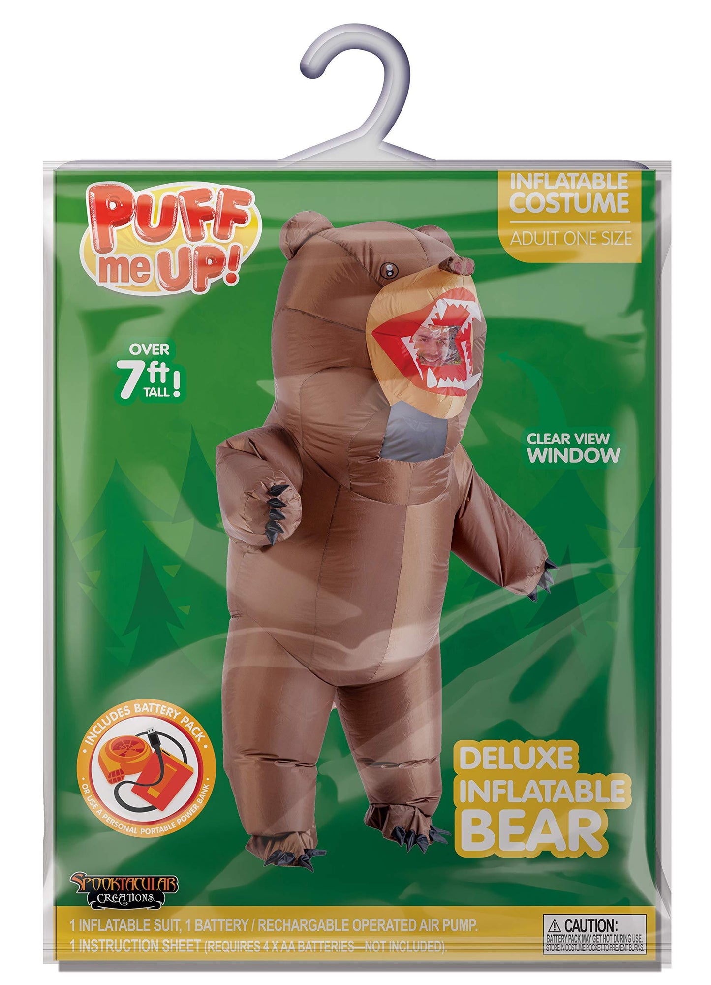Spooktacular Creations Inflatable Costume, Full Body Bear Air Blow-up Deluxe Halloween Costume, Brown Inflatable Suit for Halloween Animal Themed Parties - One Size - Law of Apparel