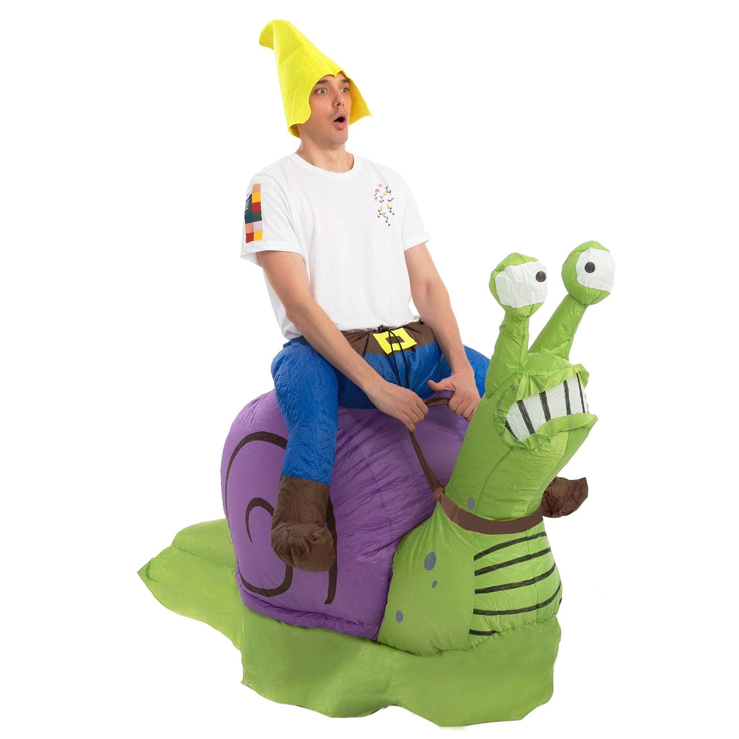 Spooktacular Creations Halloween Inflatable Costume Gnome Ride On Snail Costume, Animal Blow Up Costume for Halloween Dress Up Parties - Adult Unisex One Size - Law of Apparel
