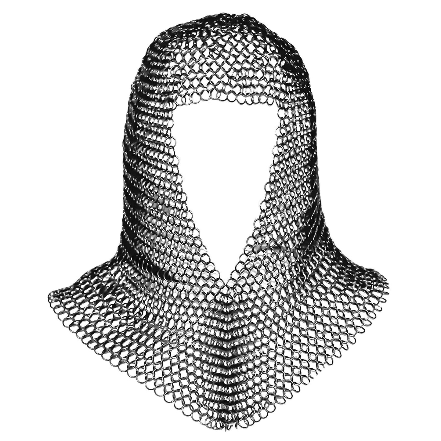 Mythrojan Half Sleeves Chainmail Shirt with Coif MS Butted - Zinc Plated Silver