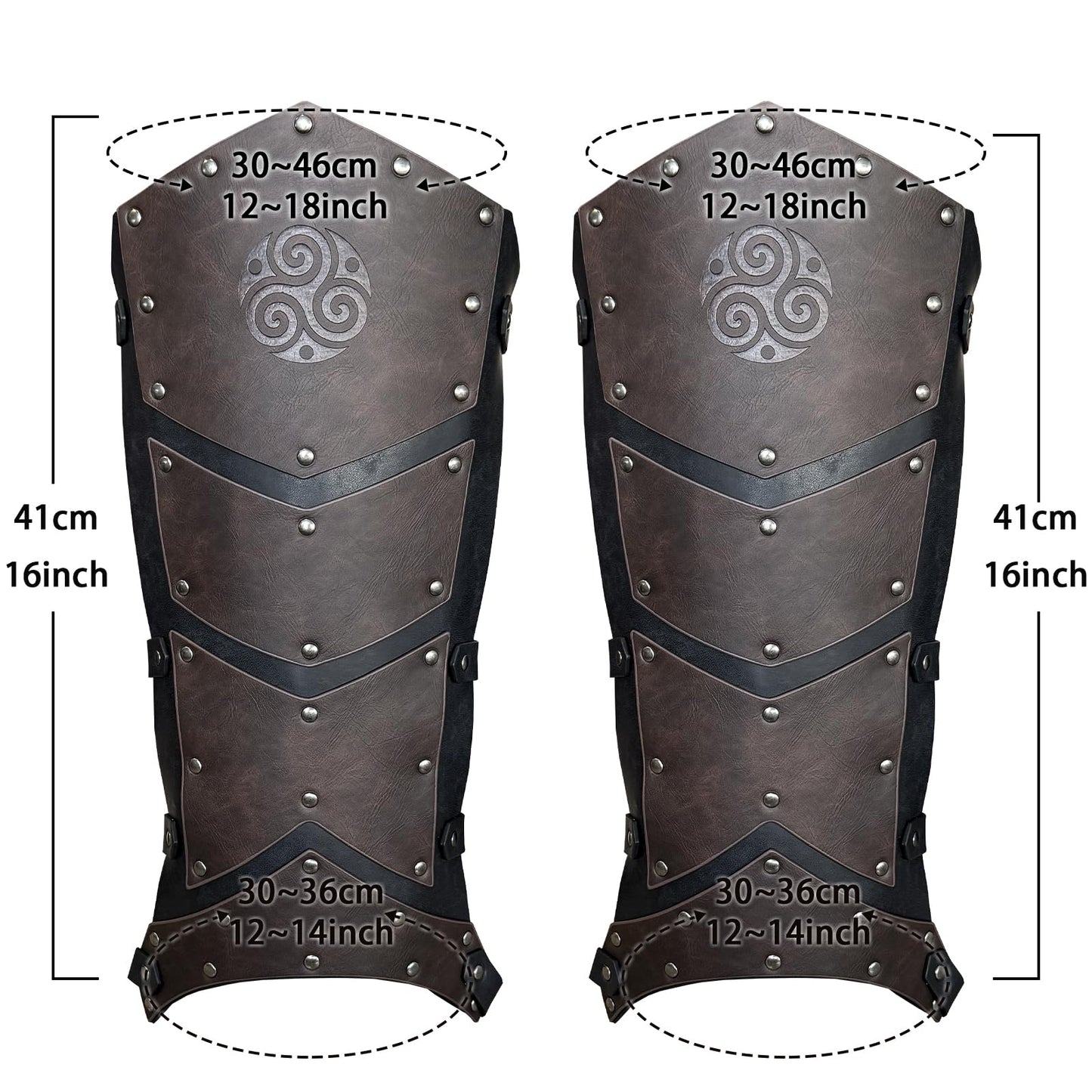 HiiFeuer Medieval faux leather Single Pauldron Shoulder Armor with Thigh Armor and Leg Armor for Larp Ren Faire