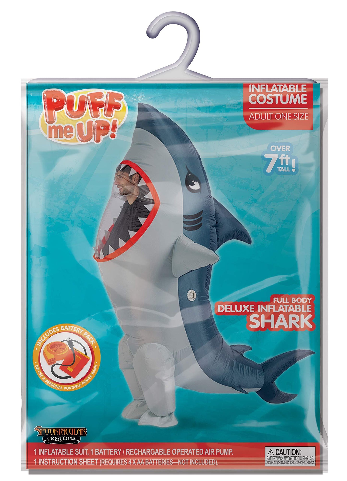 Spooktacular Creations Adult Inflatable Shark Costume, Realistic Gray Shark Blow-up Costume, Full Body Deluxe Halloween Animal Inflatable Costume - Law of Apparel