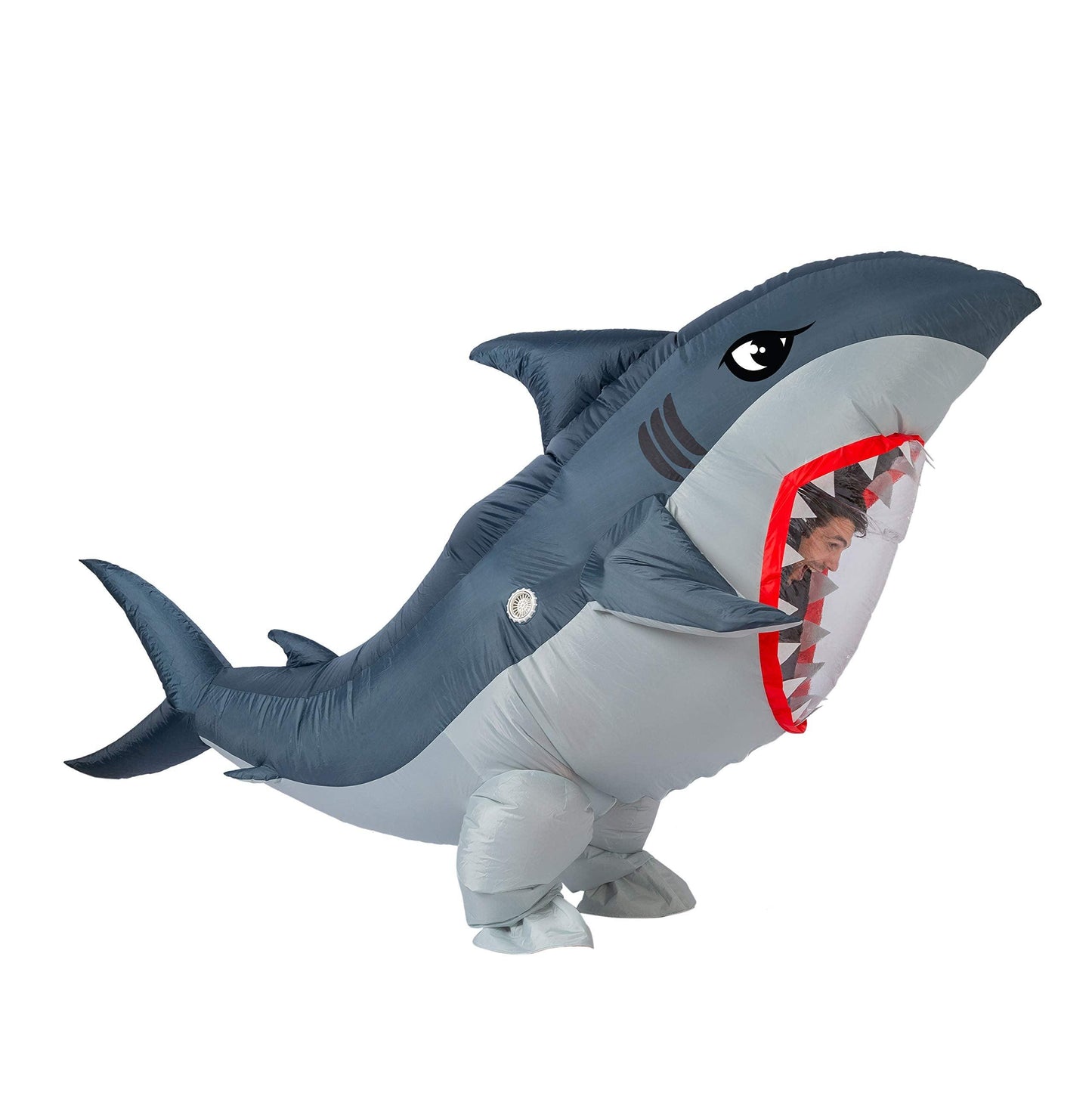 Spooktacular Creations Adult Inflatable Shark Costume, Realistic Gray Shark Blow-up Costume, Full Body Deluxe Halloween Animal Inflatable Costume - Law of Apparel