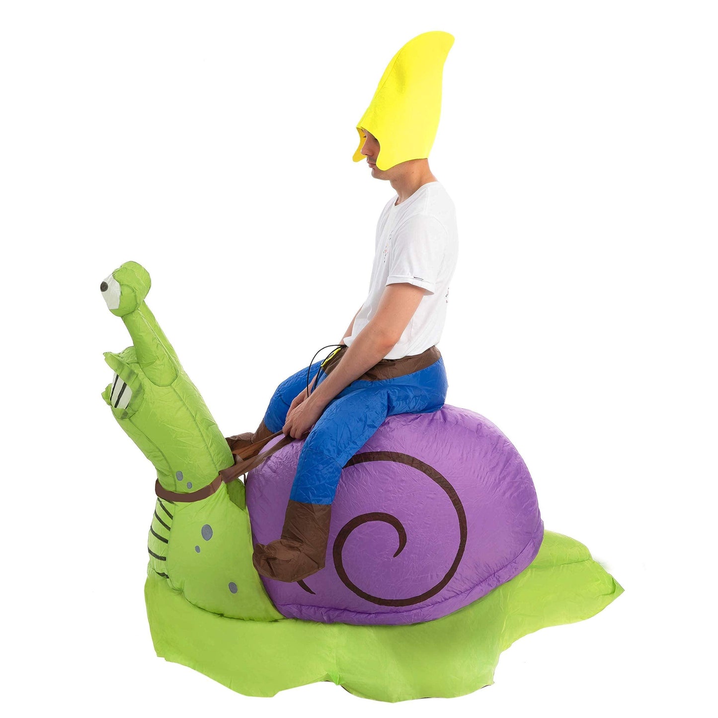 Spooktacular Creations Halloween Inflatable Costume Gnome Ride On Snail Costume, Animal Blow Up Costume for Halloween Dress Up Parties - Adult Unisex One Size - Law of Apparel