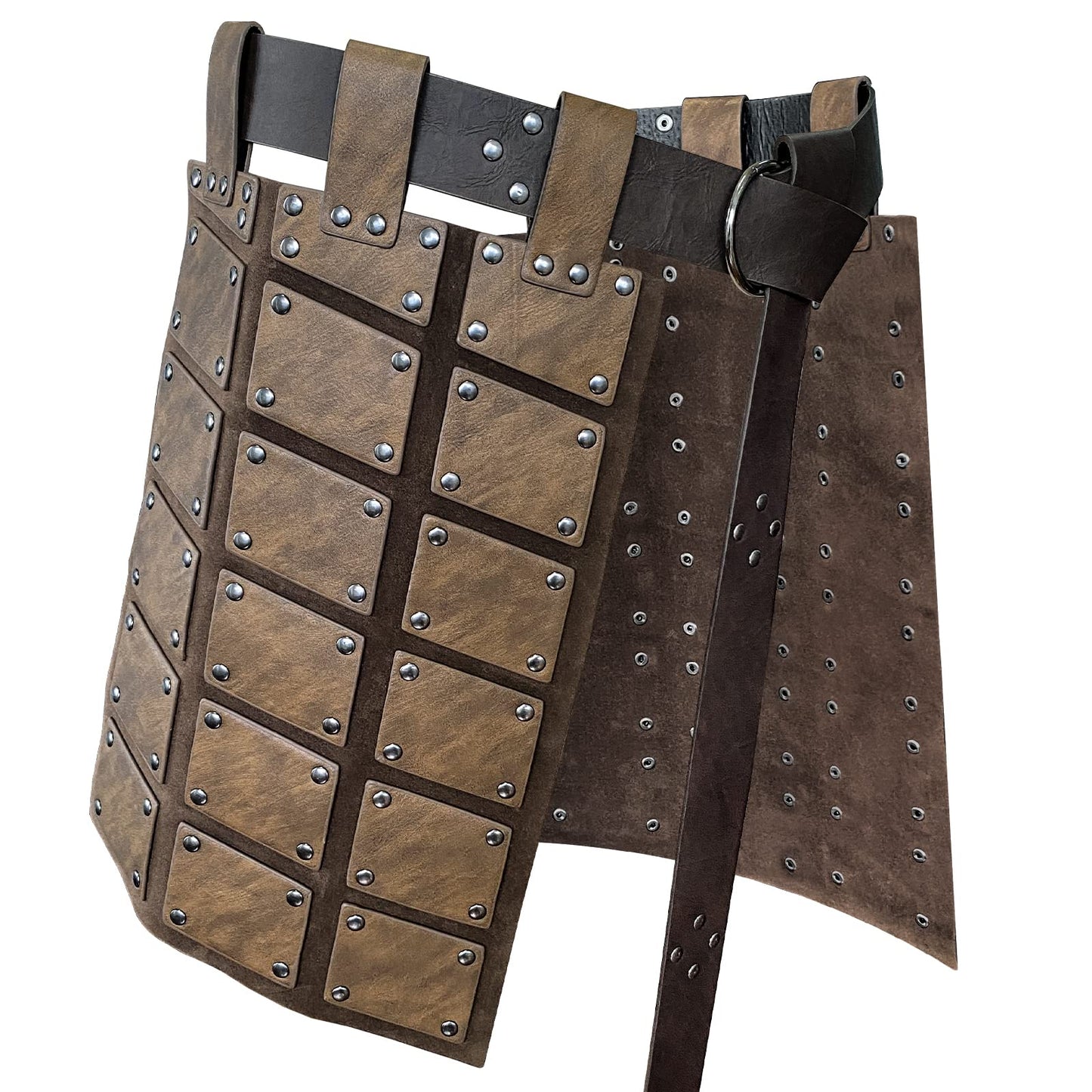 HiiFeuer Viking Embossed Chest Armor with Medieval Thigh Armor and Embossed Arm Bracers, Retro Vintage Faux Leather Barbarian Costume for LARP Ren Faire