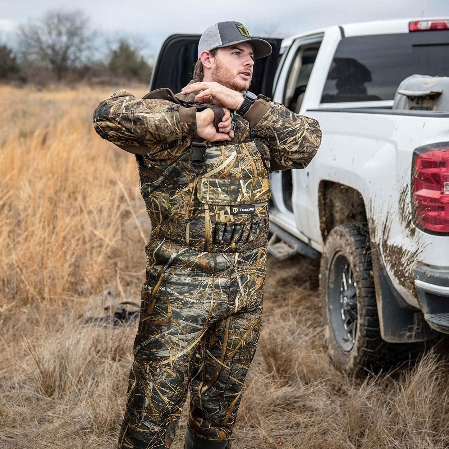 TIDEWE Chest Waders, Hunting Waders for Men Next Camo Evos with 800G Insulation, Waterproof Cleated Neoprene Bootfoot Wader, Insulated Hunting & Fishing Waders (Size 11)