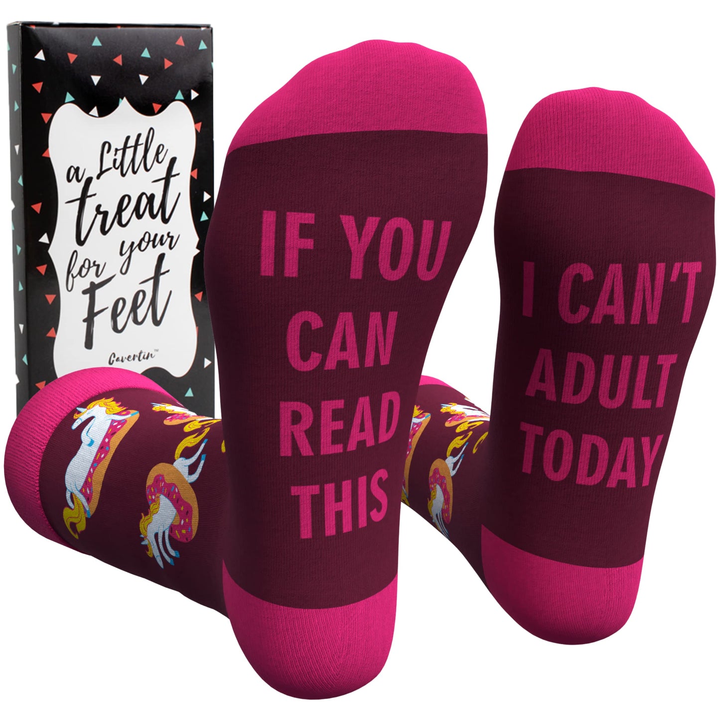 Cavertin Women's Novelty Socks with Gift Box Cat Lover Dog Mom Book Lover Cat Mom Llama Unicorn Sloth Corgi (Unicorn) - Law of Apparel