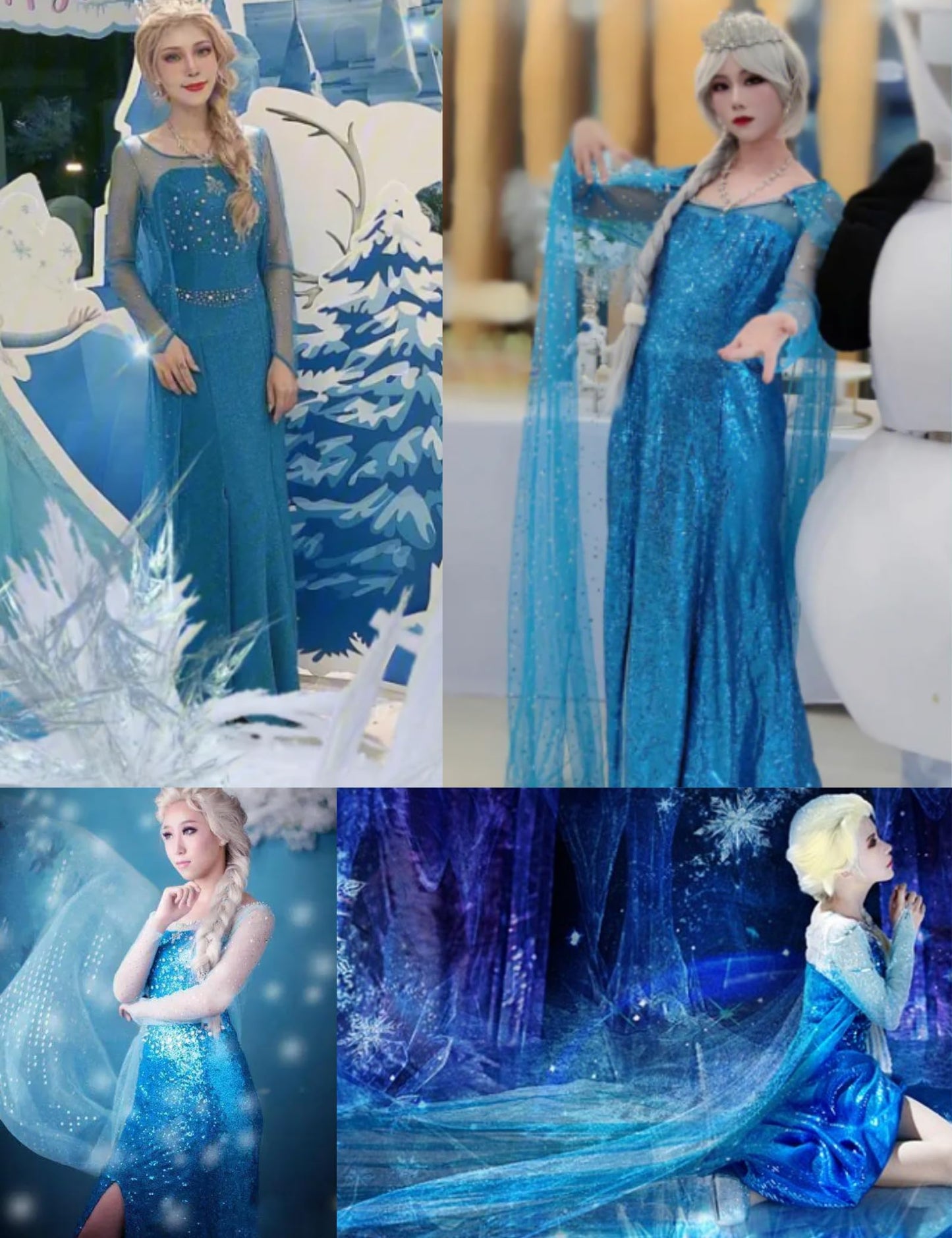 Ainiel Women Princess Dress Costume Adult Fancy Party Role Play Outfits Halloween Cosplay(Blue, Medium)