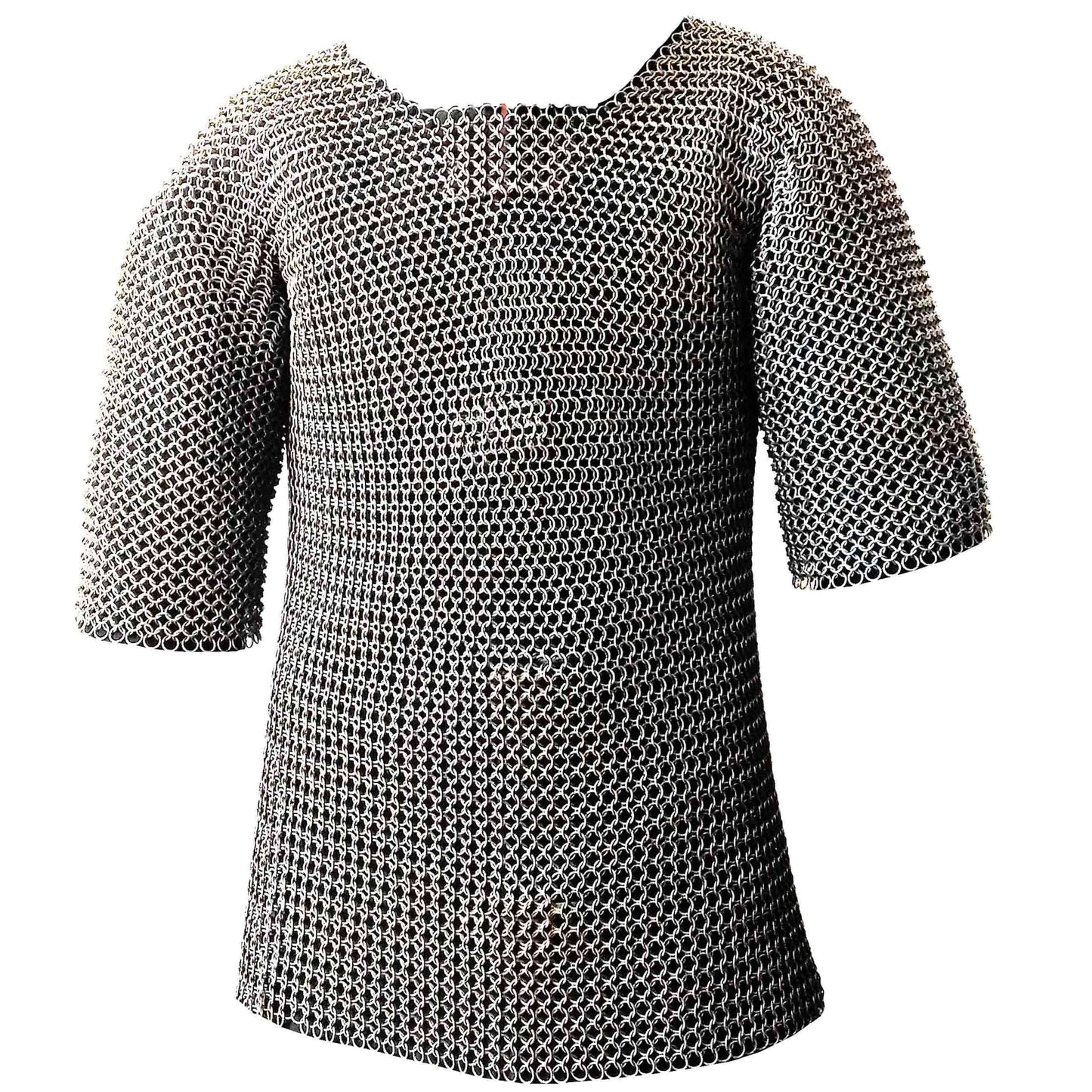 Mythrojan Half Sleeves Chainmail Shirt with Coif MS Butted - Zinc Plated Silver