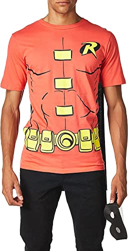 Rubie's mens Dc Comics Men's Robin T-shirt With Cape and Mask Costume Top, Red, Extra-Large US