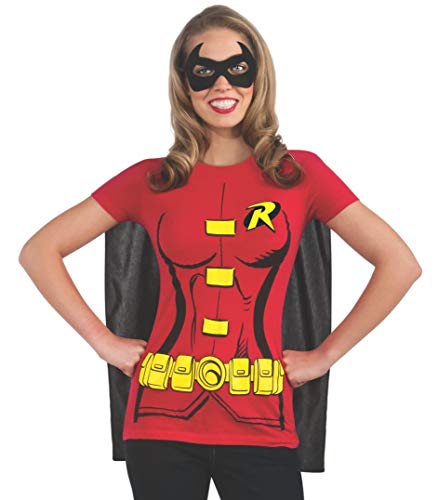 Rubie's womens Dc Comics Robin T-shirt With Cape and Eye Mask Adult Sized Costumes, As Shown, Small US