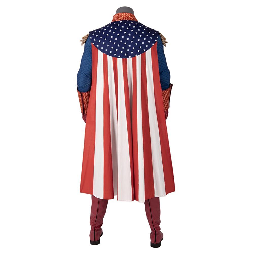 MZXDY Mens Homelander Cosplay Costume, Homelander Luxury Battle Uniform Bodysuit with Cloak Shoes for Halloween Party - Law of Apparel