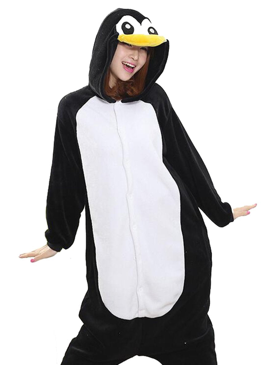 Adrinfly Unisex Penguin Onesies Adult One Piece Animal Pajamas Cosplay Costume, X-Large