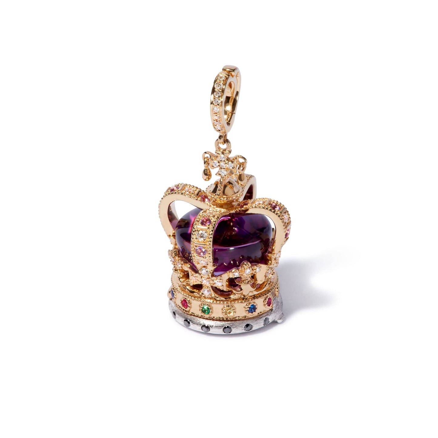 Annoushka, 18ct Gold Amethyst & Diamond Coronation Crown Locket Charm, Yellow Gold