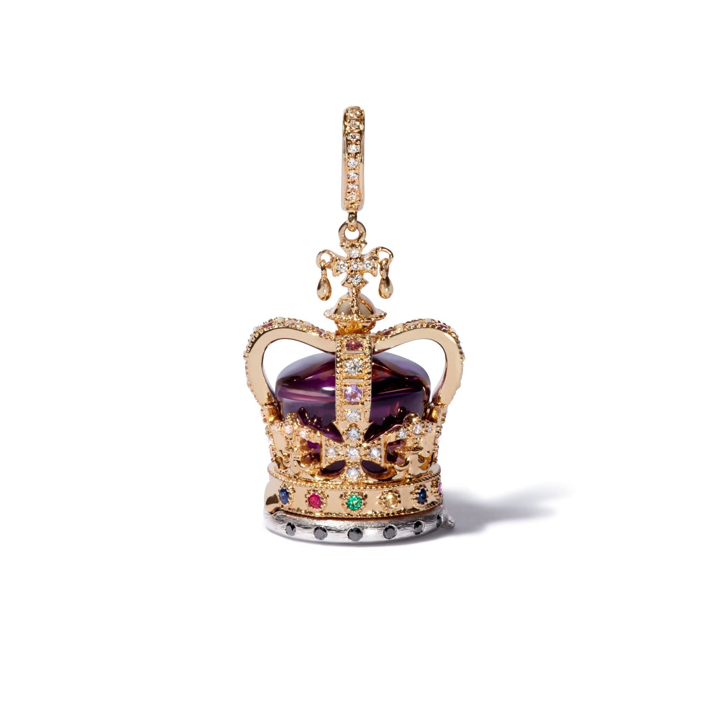 Annoushka, 18ct Gold Amethyst & Diamond Coronation Crown Locket Charm, Yellow Gold