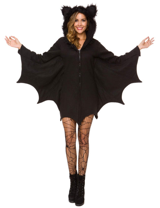 Halfjuly Halloween Costume For Women Bat Cozy Black Animal Adult Cosplay Vampire Zipper Dress M