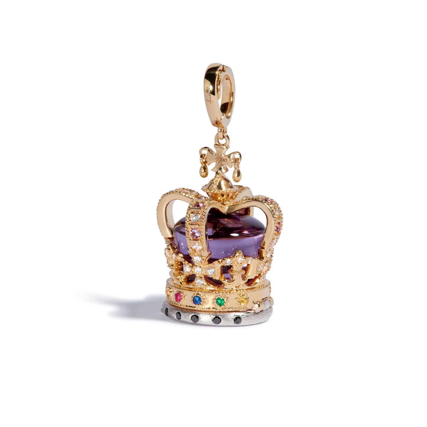 Annoushka, 18ct Gold Amethyst & Diamond Coronation Crown Locket Charm, Yellow Gold