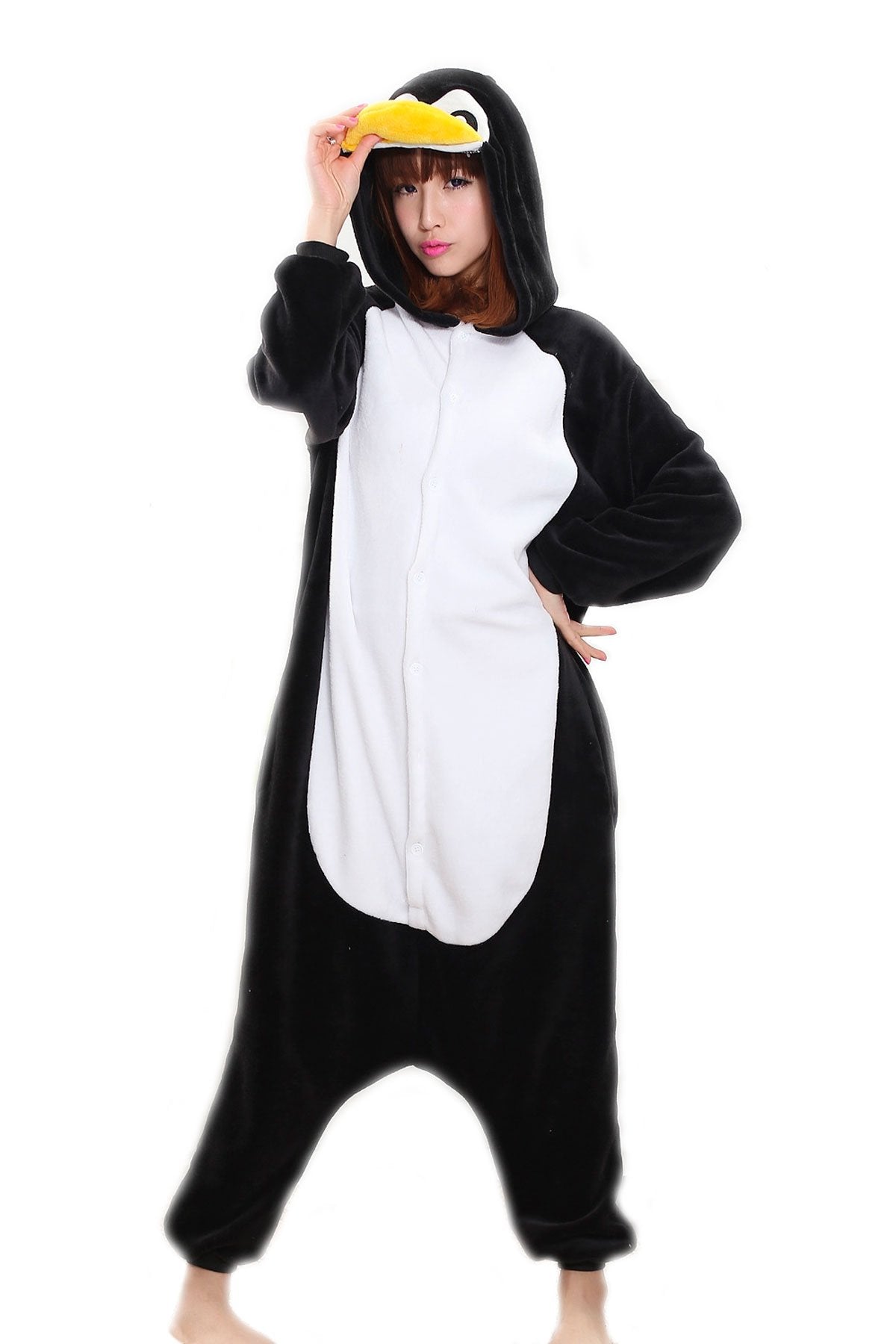 Adrinfly Unisex Penguin Onesies Adult One Piece Animal Pajamas Cosplay Costume, X-Large