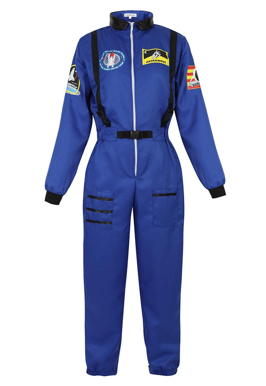 frawirshau Women Astronaut Costume Adult Hallloween Cosplay Costumes Flight Jumpsuit Space Suit for Women Blue XS