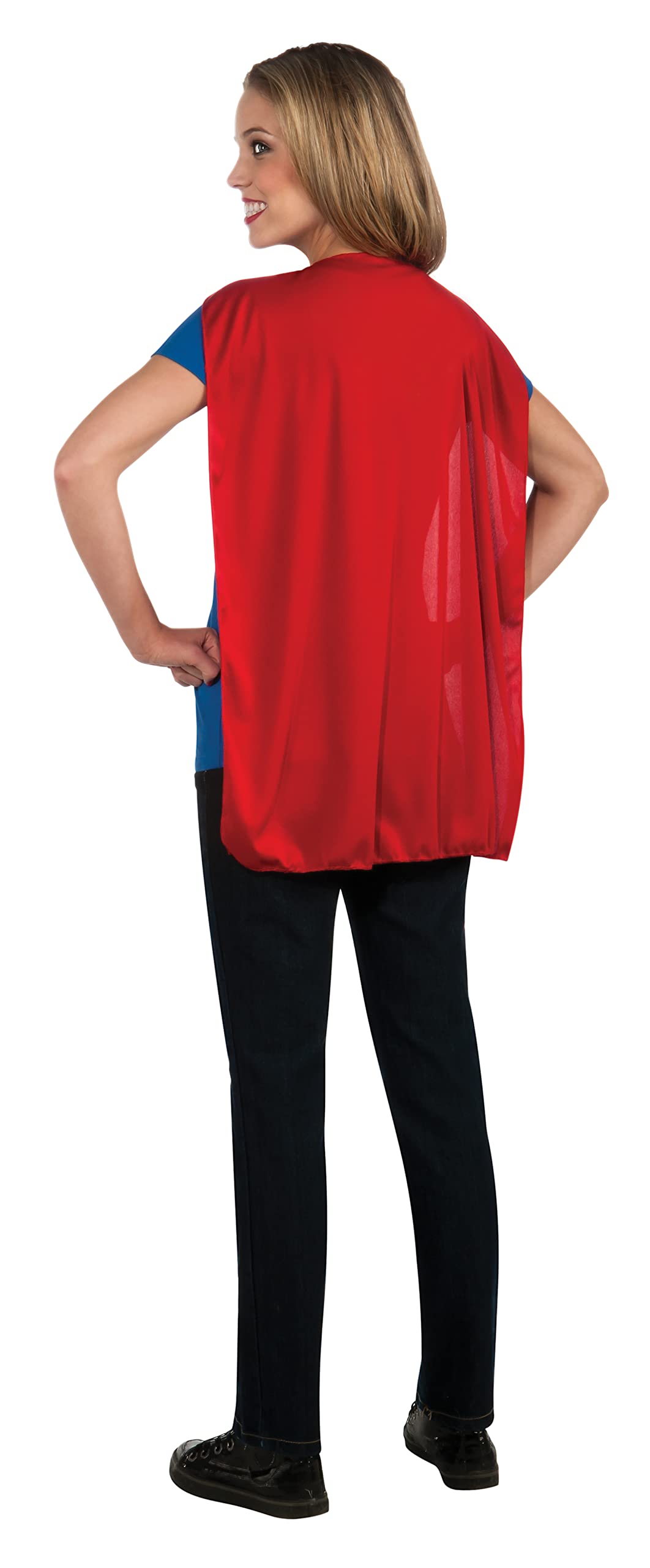 Rubie's DC Comics Women's Supergirl T-Shirt with Cape, As Shown, Extra-Large