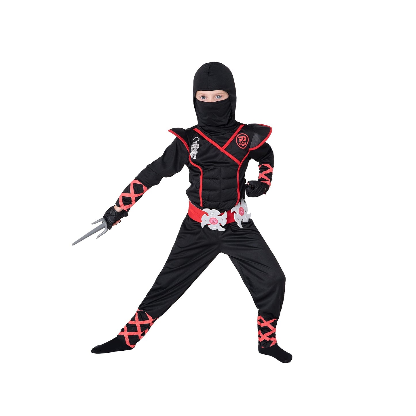 Spooktacular Creations Halloween Ninja Costume, Black Ninja Costume Kids, Ninja Accessories Costume Set, Ninja Suit, Halloween Costumes for Boys DressUp and RolePaly Party (Medium (8-10 yrs))