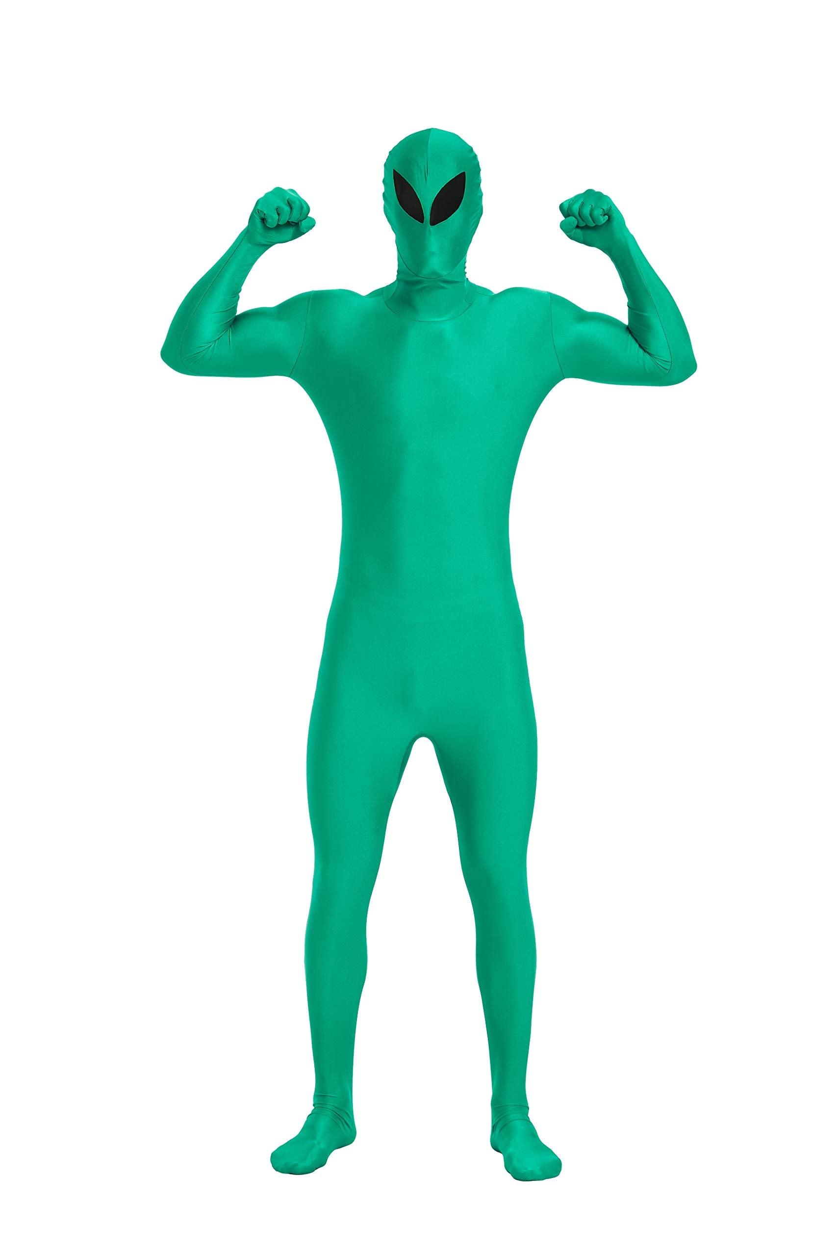 Full Bodysuit Unisex Spandex Stretch Adult Costume Zentai Disappearing Man Body Suit (Large, Green Alien) - Law of Apparel