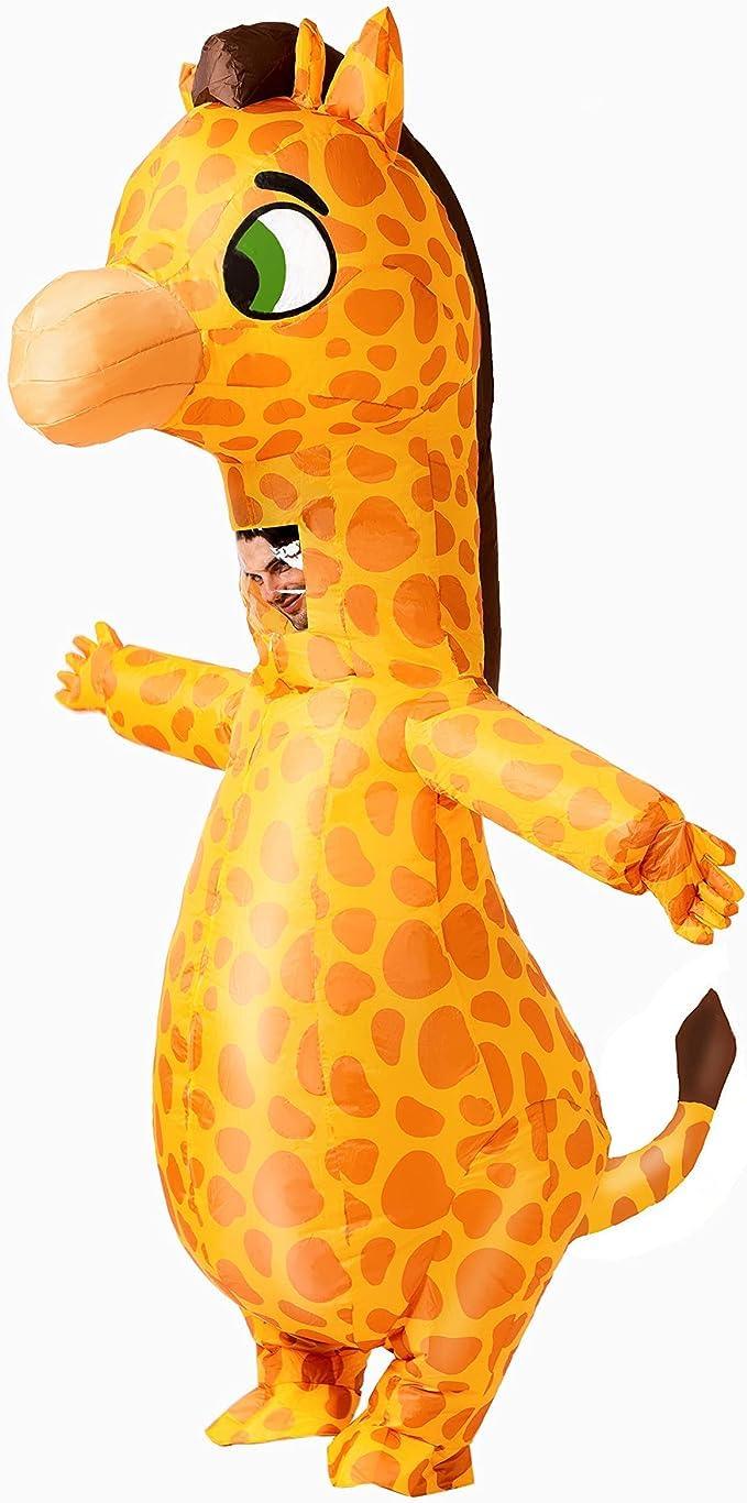 Spooktacular Creations Inflatable Costume Giraffe, Full Body Giraffe Air Blow-up Deluxe Halloween Costume with a pair of Gloves for Halloween Animal Themed Parties - Adult Size - Law of Apparel