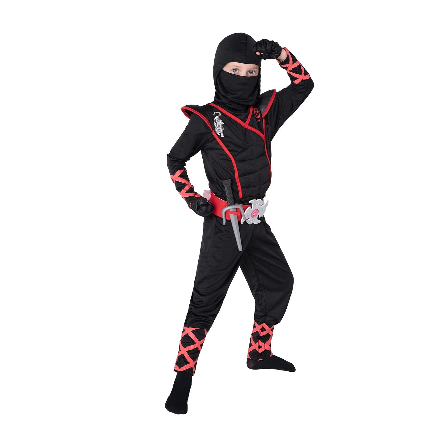 Spooktacular Creations Halloween Ninja Costume, Black Ninja Costume Kids, Ninja Accessories Costume Set, Ninja Suit, Halloween Costumes for Boys DressUp and RolePaly Party (Medium (8-10 yrs))