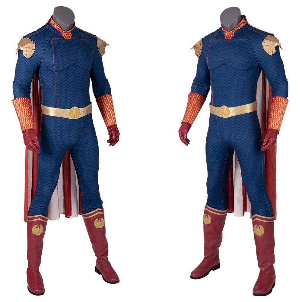 MZXDY Mens Homelander Cosplay Costume, Homelander Luxury Battle Uniform Bodysuit with Cloak Shoes for Halloween Party - Law of Apparel