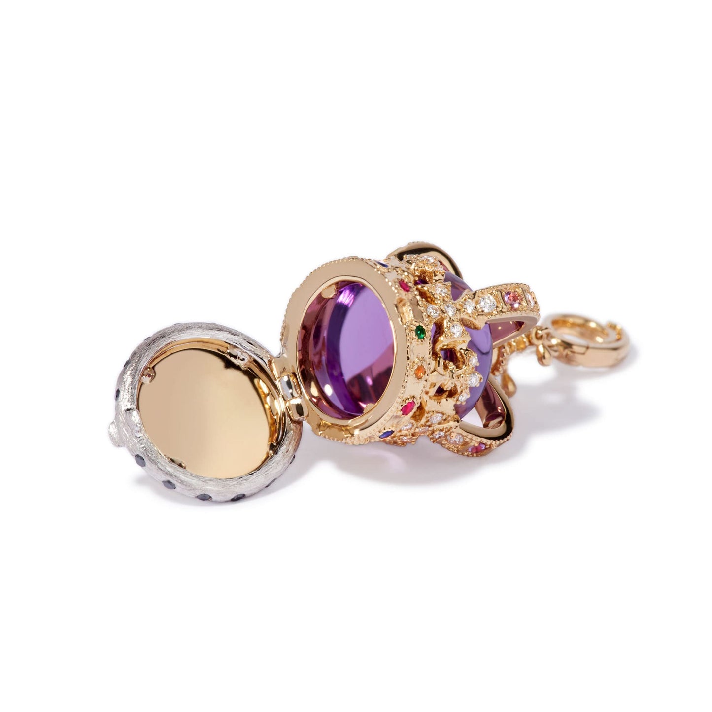 Annoushka, 18ct Gold Amethyst & Diamond Coronation Crown Locket Charm, Yellow Gold