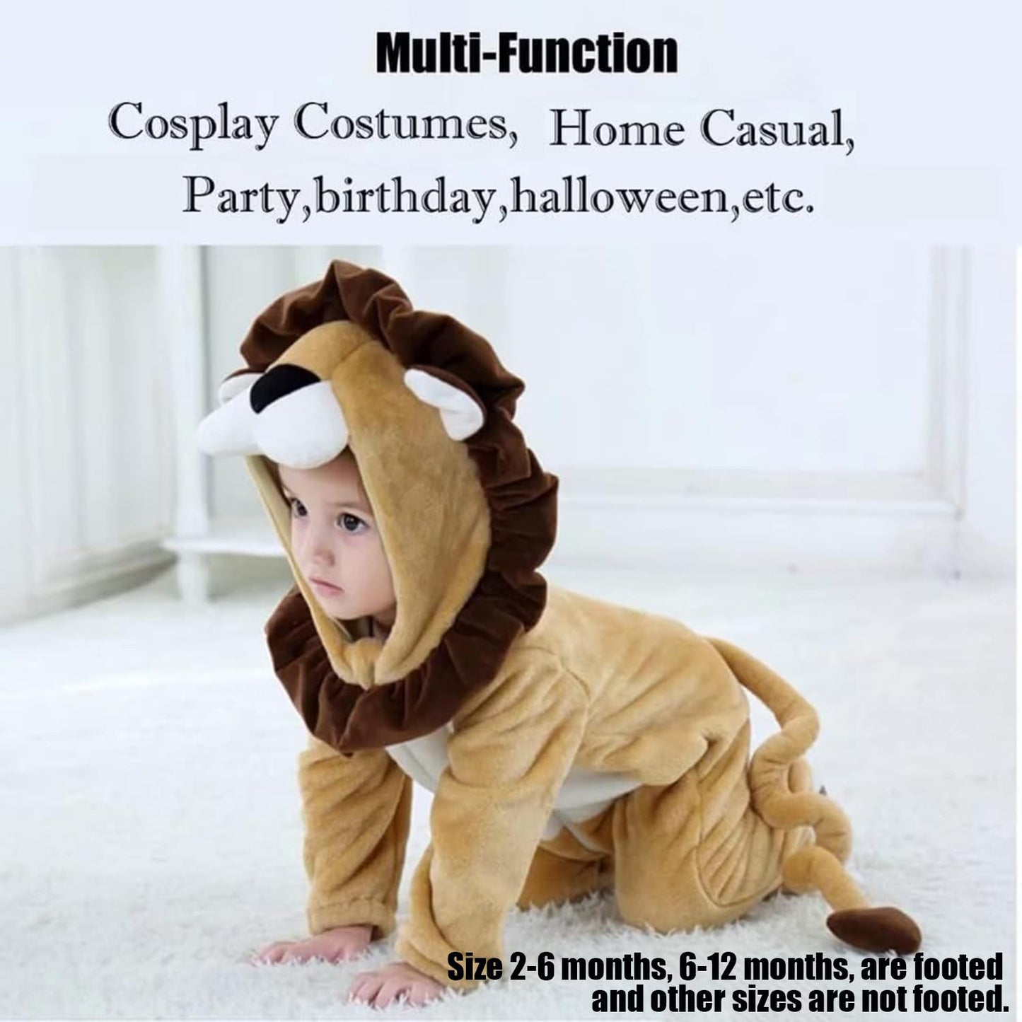 QIAONIUNIU Halloween Baby Lion Costumes Toddler Outfit Infants Cosplay Romper 12-18 Months