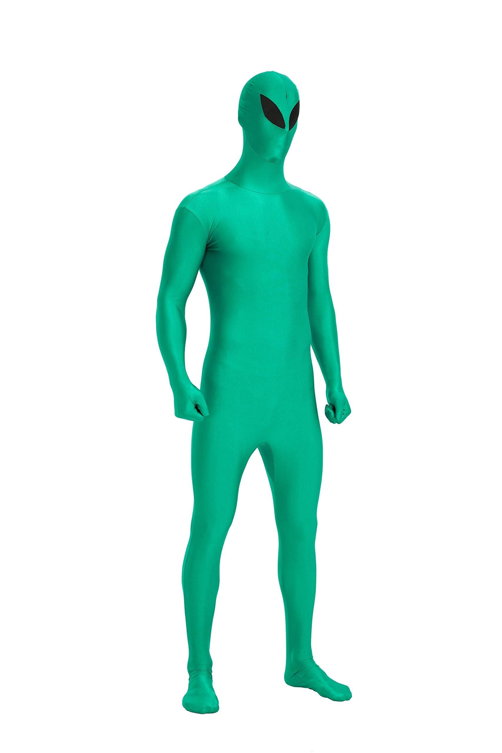 Full Bodysuit Unisex Spandex Stretch Adult Costume Zentai Disappearing Man Body Suit (Large, Green Alien) - Law of Apparel