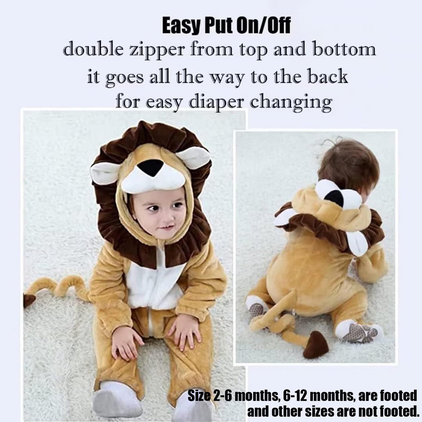 QIAONIUNIU Halloween Baby Lion Costumes Toddler Outfit Infants Cosplay Romper 12-18 Months