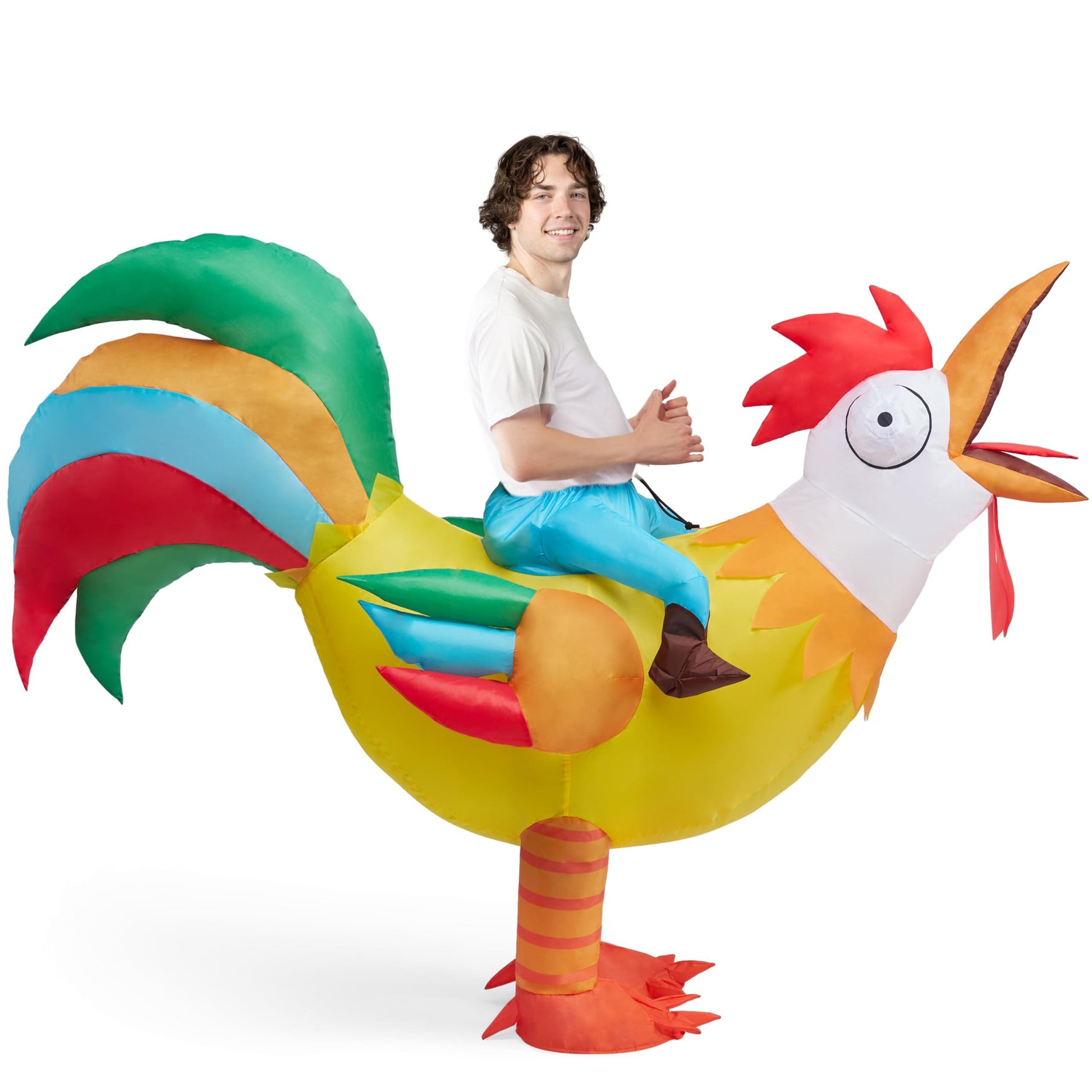 Spooktacular Creations Adult Inflatable Costume Riding a Rooster Air Blow-up Deluxe Ride On Halloween Costume - Law of Apparel