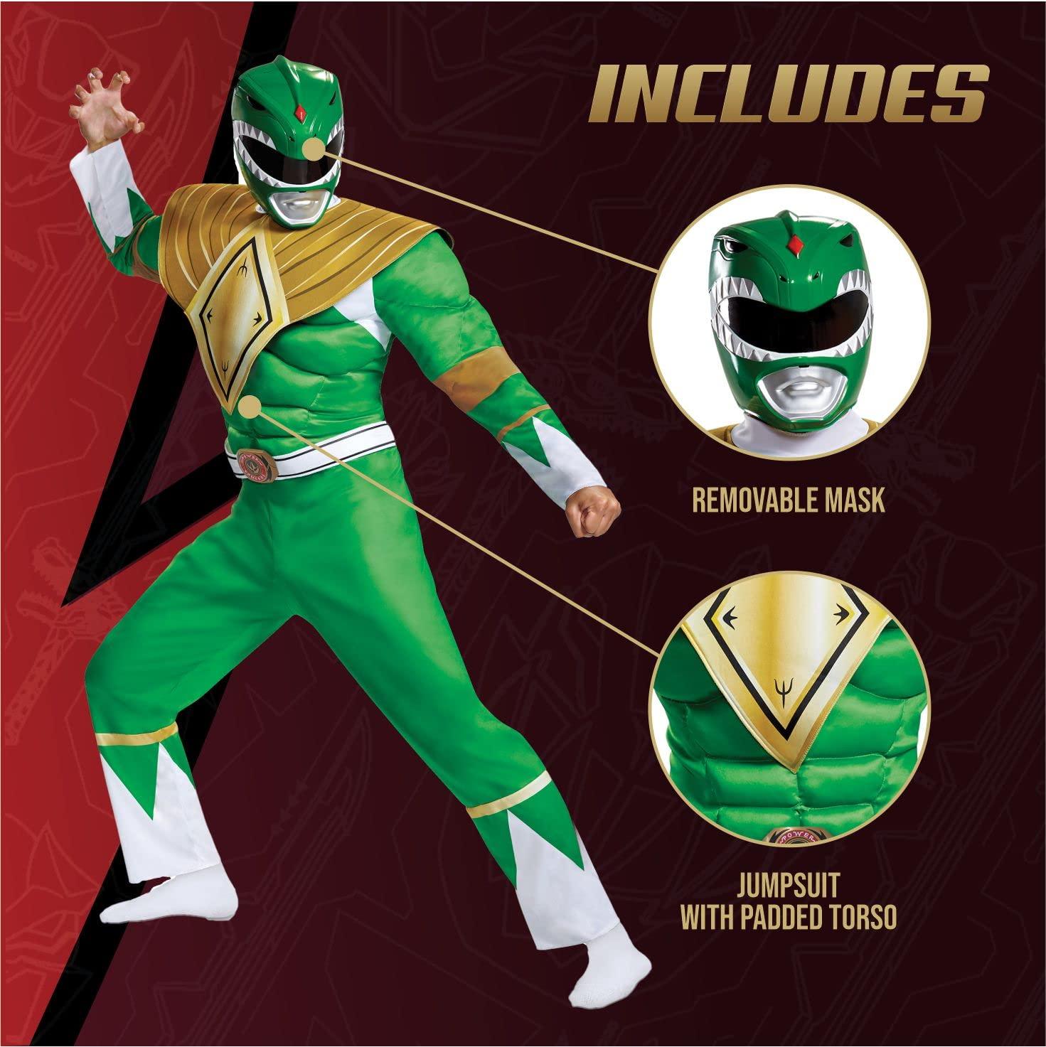 Disguise Men's Green Ranger Classic Muscle Adult Costume, L/XL (42-46) - Law of Apparel