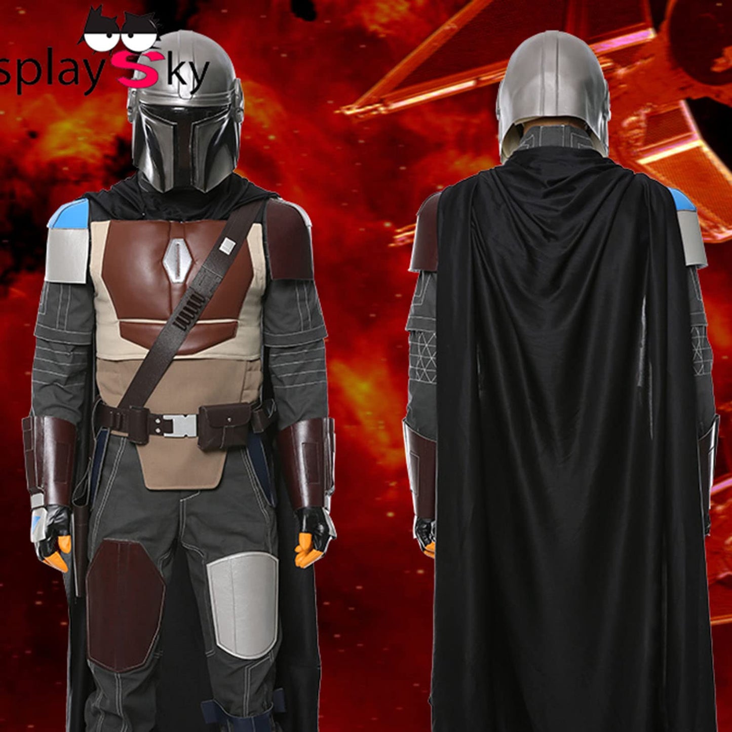 Mandalorian Cosplay Costume Battle Armor Full Set Including Headgear Men Cosplay Anime Rave Clothing Adult Halloween (Male XL)