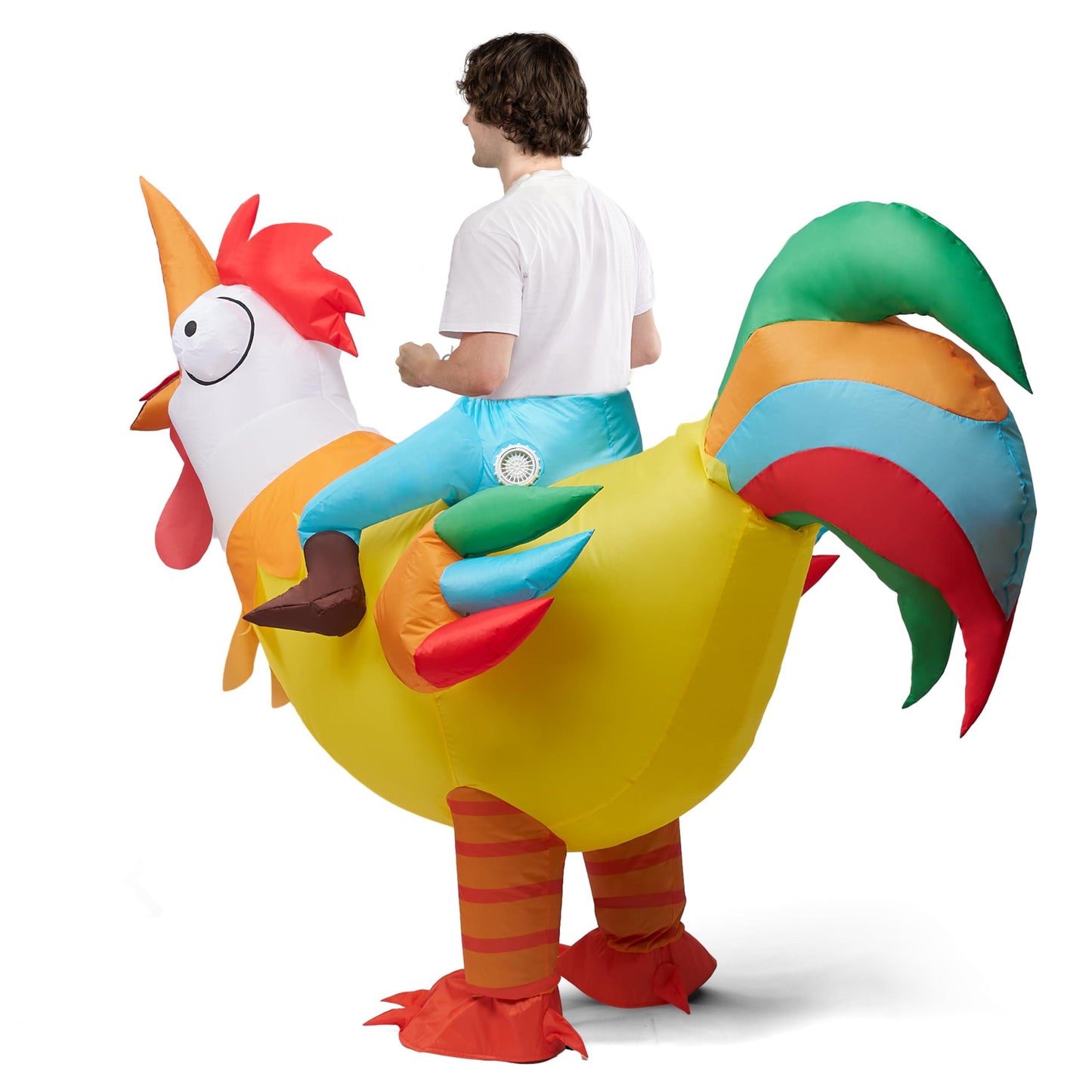 Spooktacular Creations Adult Inflatable Costume Riding a Rooster Air Blow-up Deluxe Ride On Halloween Costume - Law of Apparel