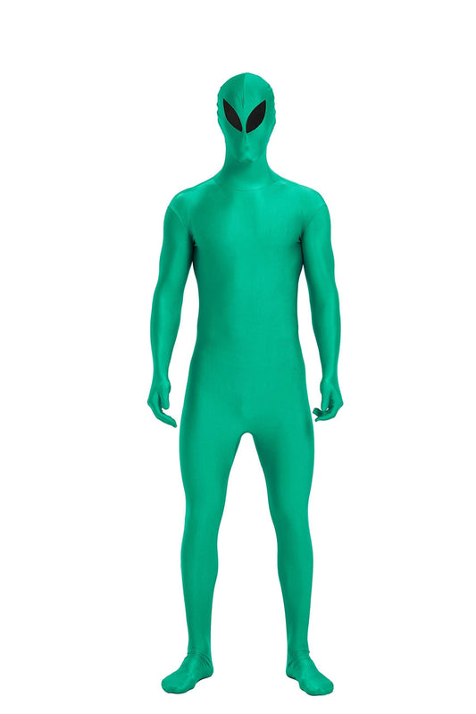 Full Bodysuit Unisex Spandex Stretch Adult Costume Zentai Disappearing Man Body Suit (Large, Green Alien) - Law of Apparel