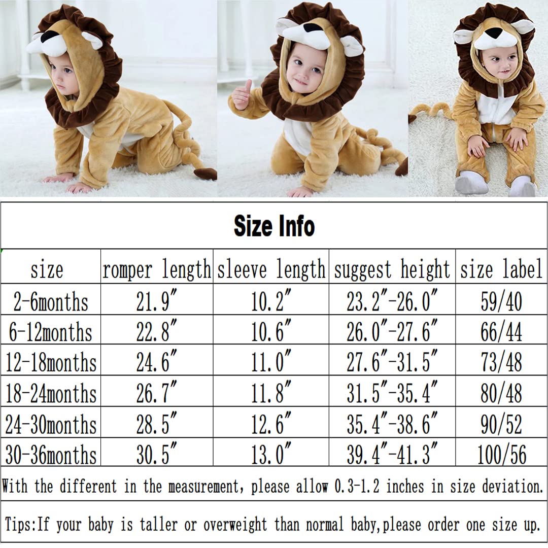 QIAONIUNIU Halloween Baby Lion Costumes Toddler Outfit Infants Cosplay Romper 12-18 Months