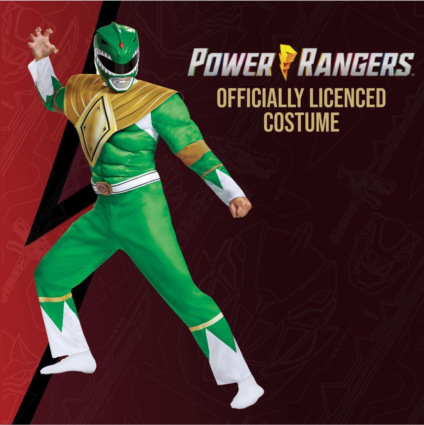 Disguise Men's Green Ranger Classic Muscle Adult Costume, L/XL (42-46) - Law of Apparel