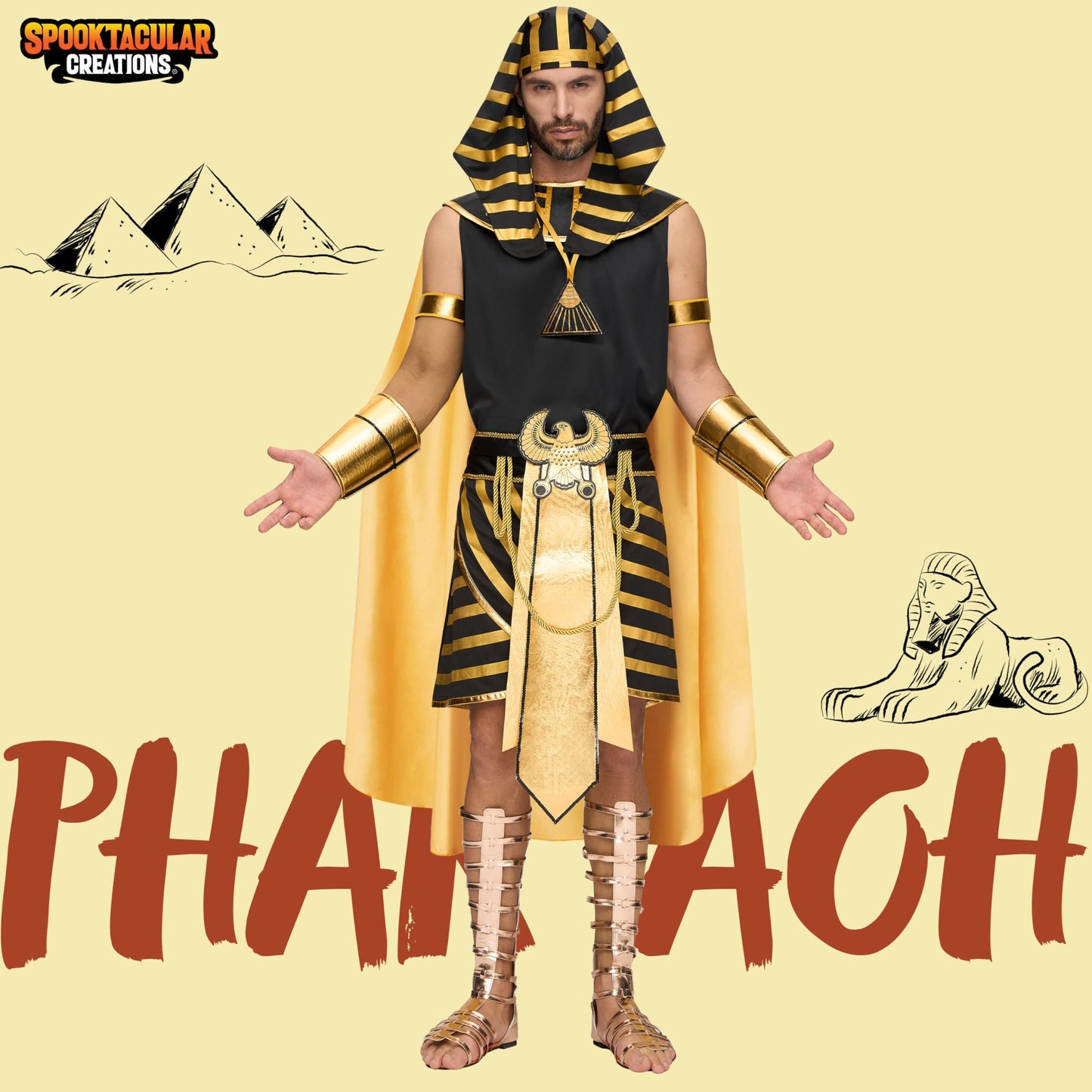 Spooktacular Creations Adult Men King Pharaoh Costume Egyptian King Costume Set for Halloween Costume,Cosplay and Role Play Party-L - Law of Apparel