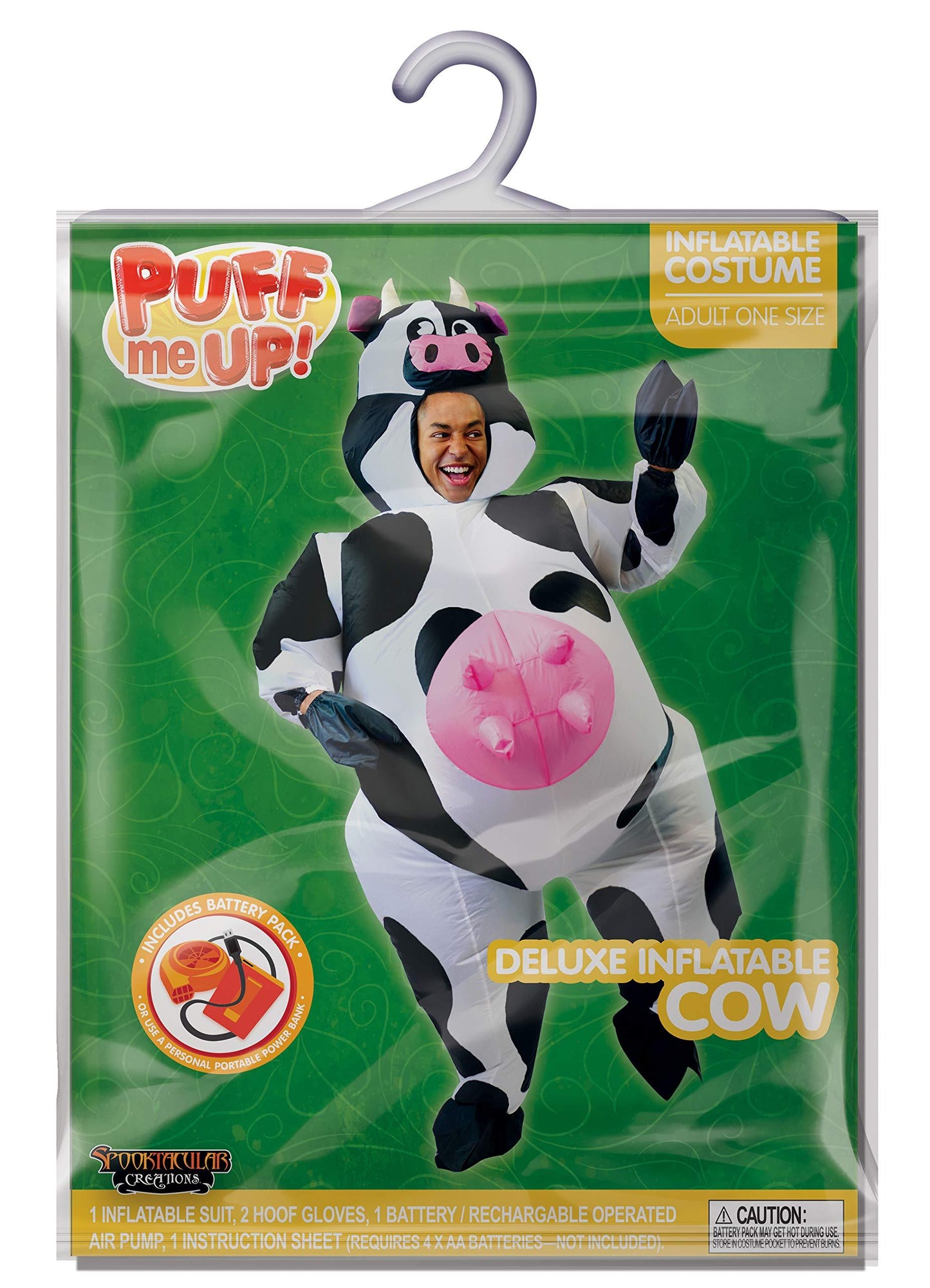 Spooktacular Creations Halloween Inflatable Costume, Full body Cow Costume Air Blow-up Deluxe Costume Set, 3D with Gloves for Halloween Costume Animal Themed Parties - Adult Size (5'3'' to 6'3'') - Law of Apparel