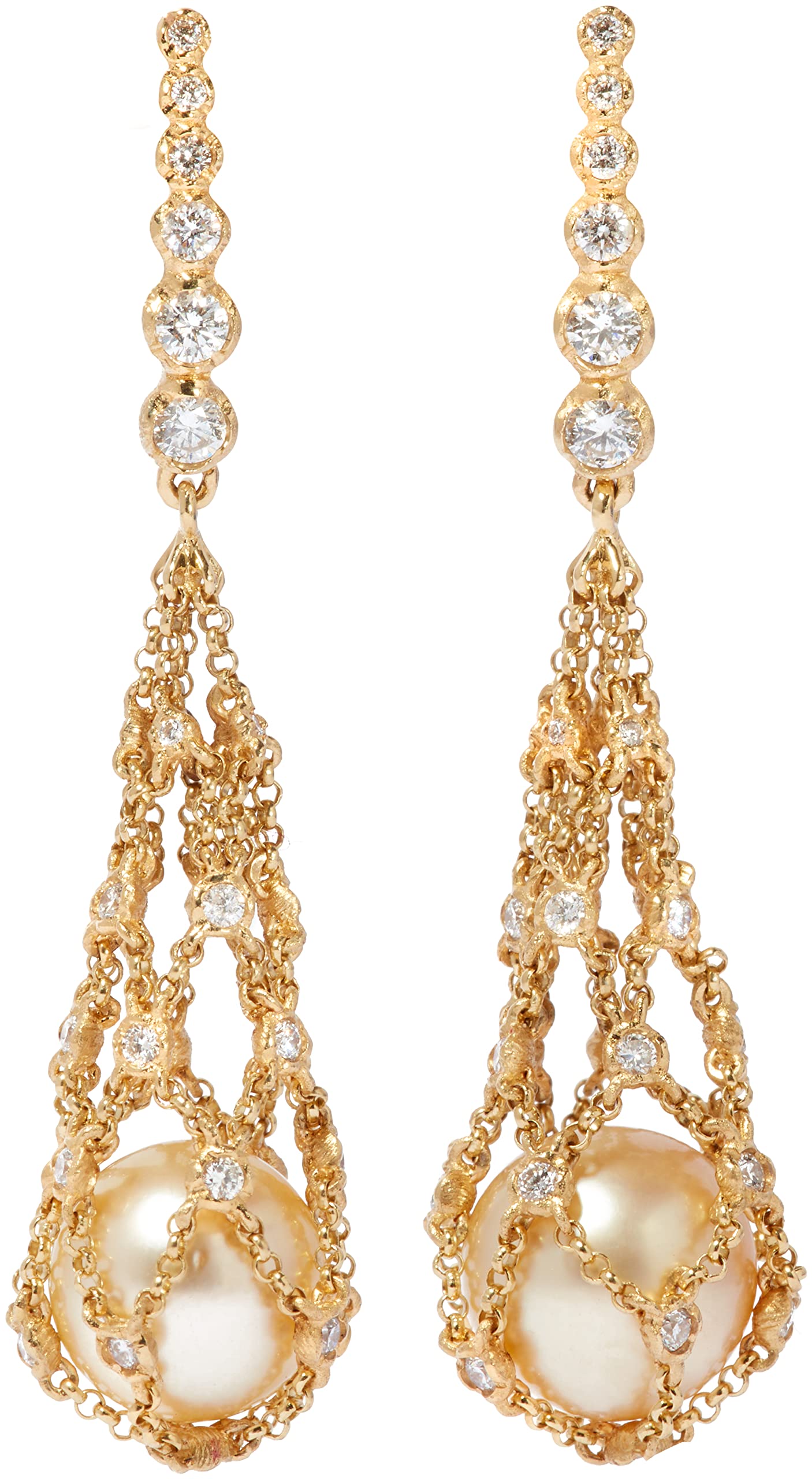 Lattice Pearl Earrings, 18ct Yellow Gold